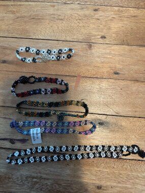 Guatemalan Beaded Bracelet & Choker Set - 5 Pieces - Handmade Seed Bead Jewelry